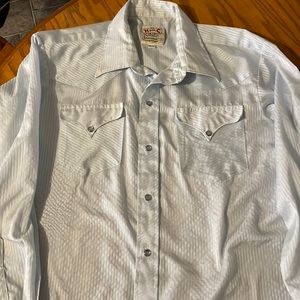 VINTAGE, Western SNAP button Mens Shirt, light blue,